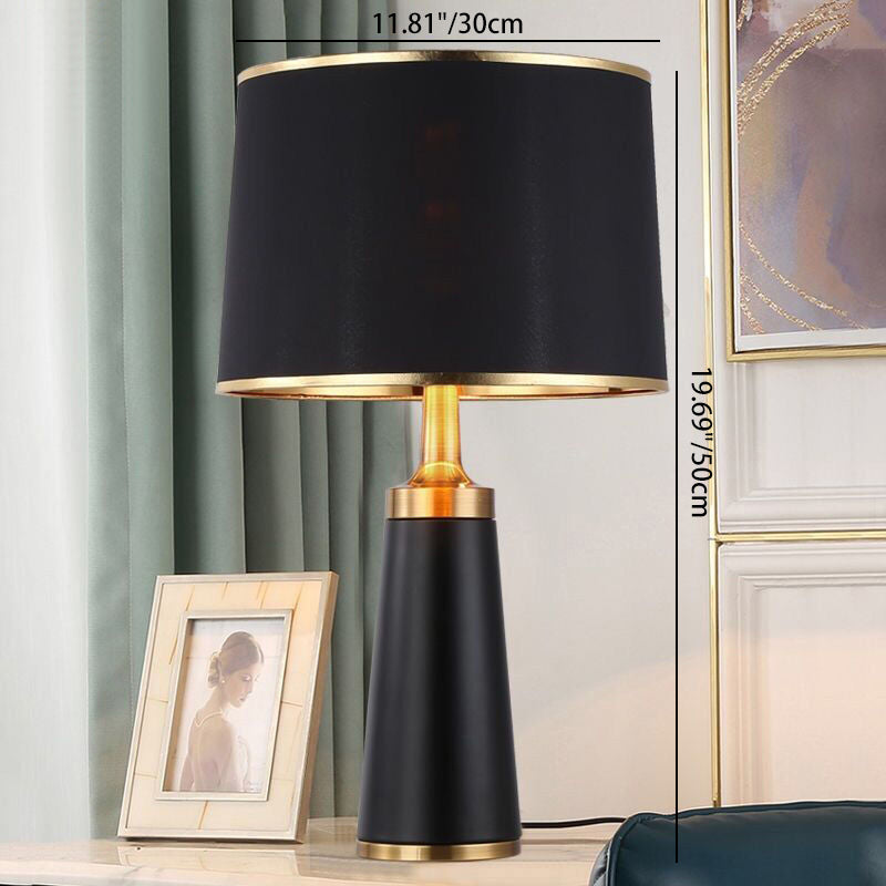Cylinder Iron Fabric Living Table Lamp