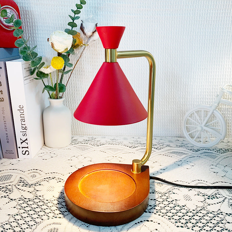 Iron Conical Wooden Melting Table Lamp