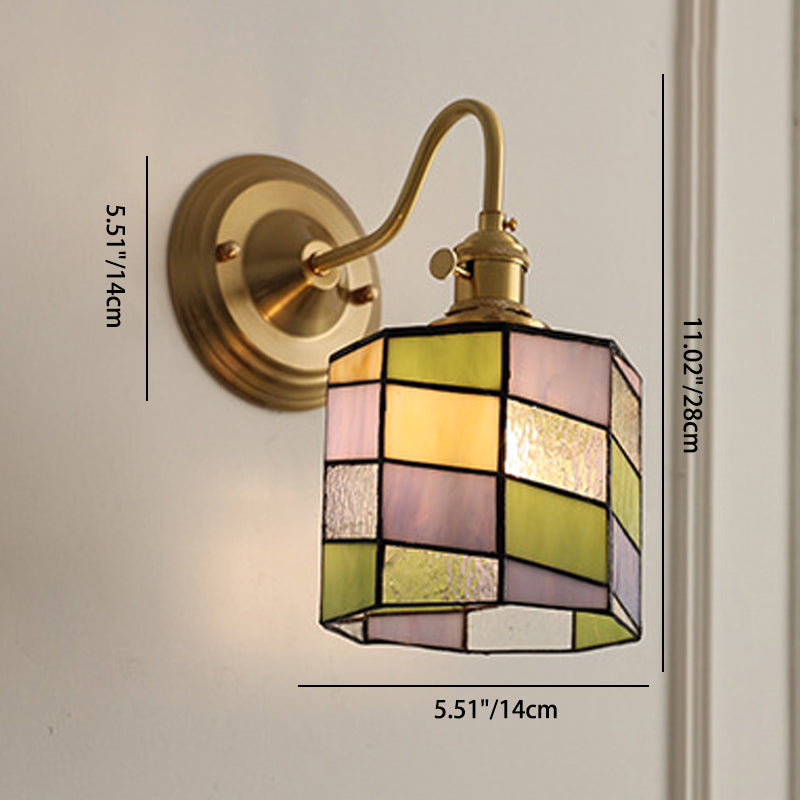 Round Copper Glass Living Wall Lamp