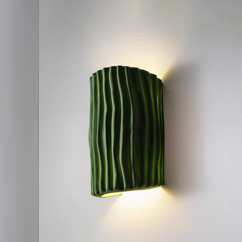 Resin Striped Half Cylinder 2-Light Wall Lamp