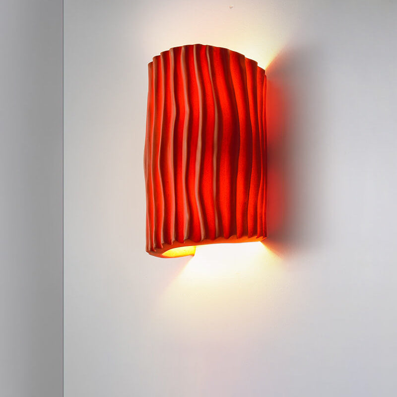 Wavy Textured Resin Semicircle 2-Light Wall Lamp