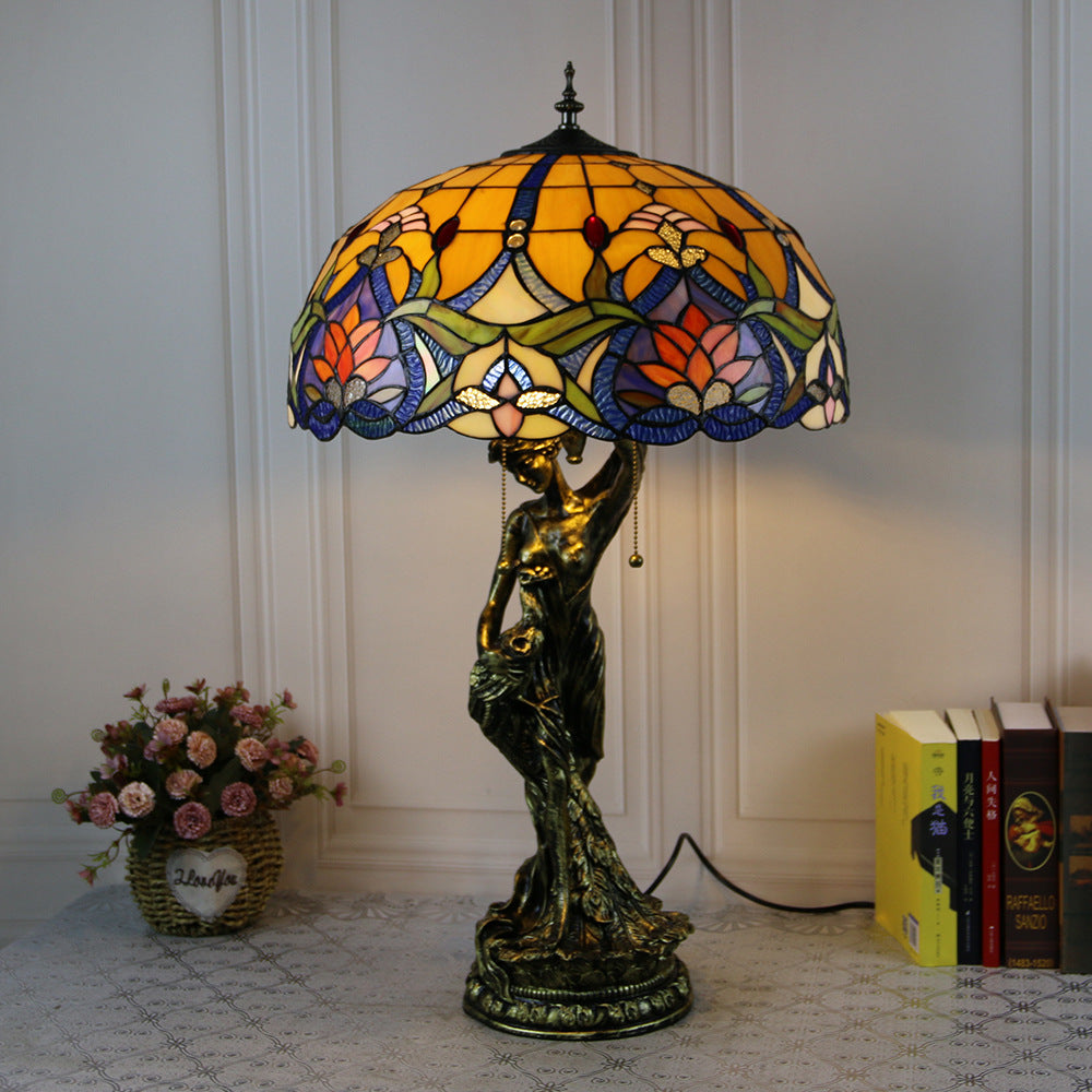 Stained Glass Beauty Resin 2-Light Table Lamp