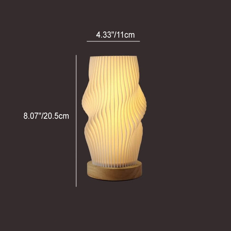 Round Wave Pod Wood Table Lamp