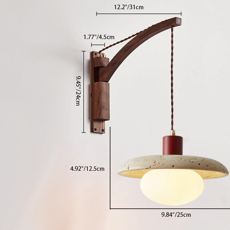 Solid Wood Glass Horn Wall Lamp