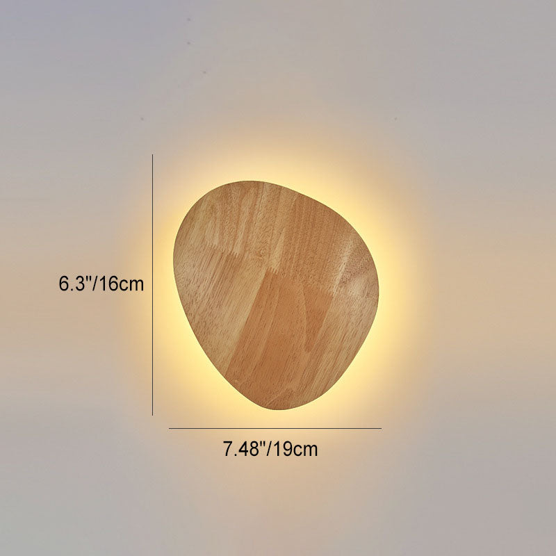 Round Irregular Oval Wood Wall Lamp