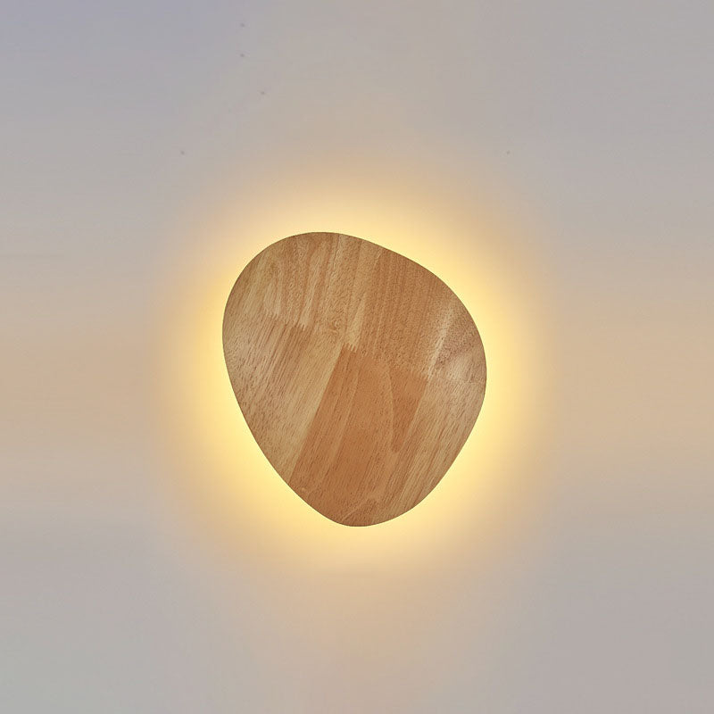 Round Irregular Oval Wood Wall Lamp