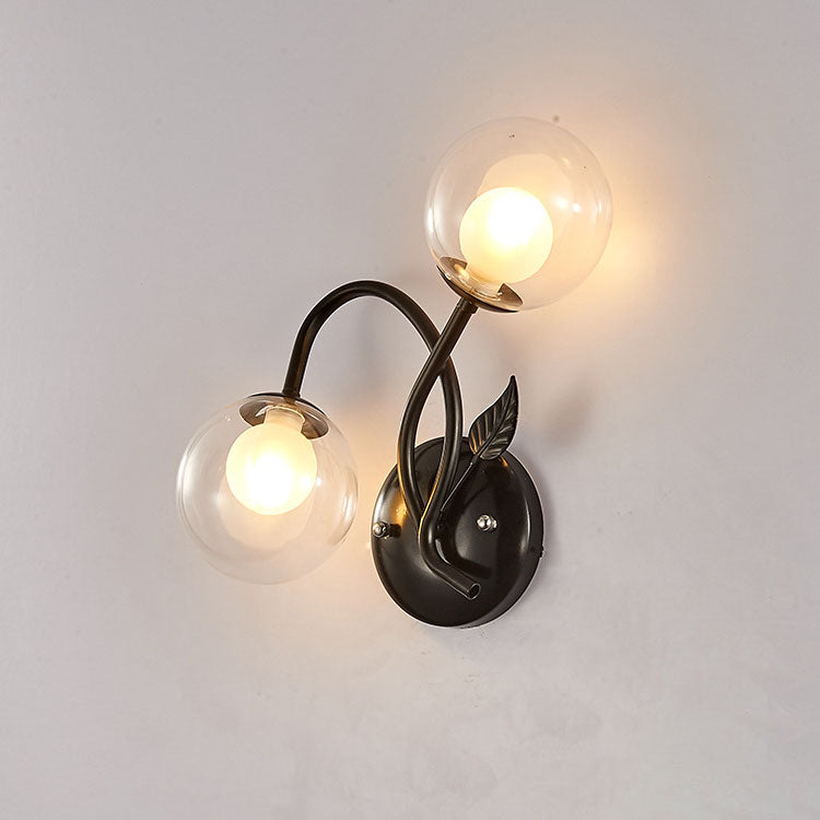 Branch Leaf Glass Ball 2-Light Wall Lamp