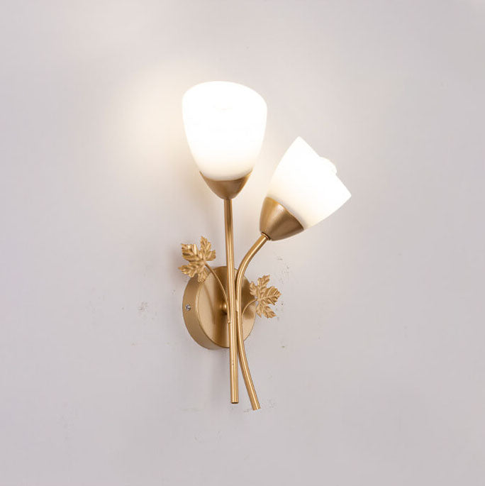 Iron Glass Flower Bud Wall Lamp