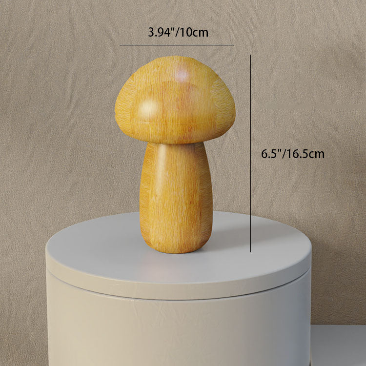 Mushroom Rubberwood Beechwood Bedroom Table Lamp