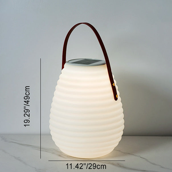 Leather PE Cylinder Striped Outdoor Light