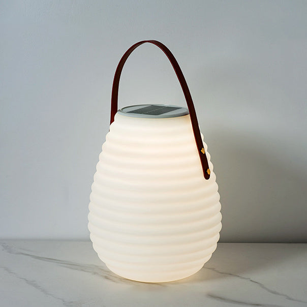 Leather PE Cylinder Striped Outdoor Light