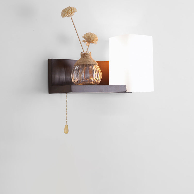Rectangular Square Shelf Wood Wall Lamp