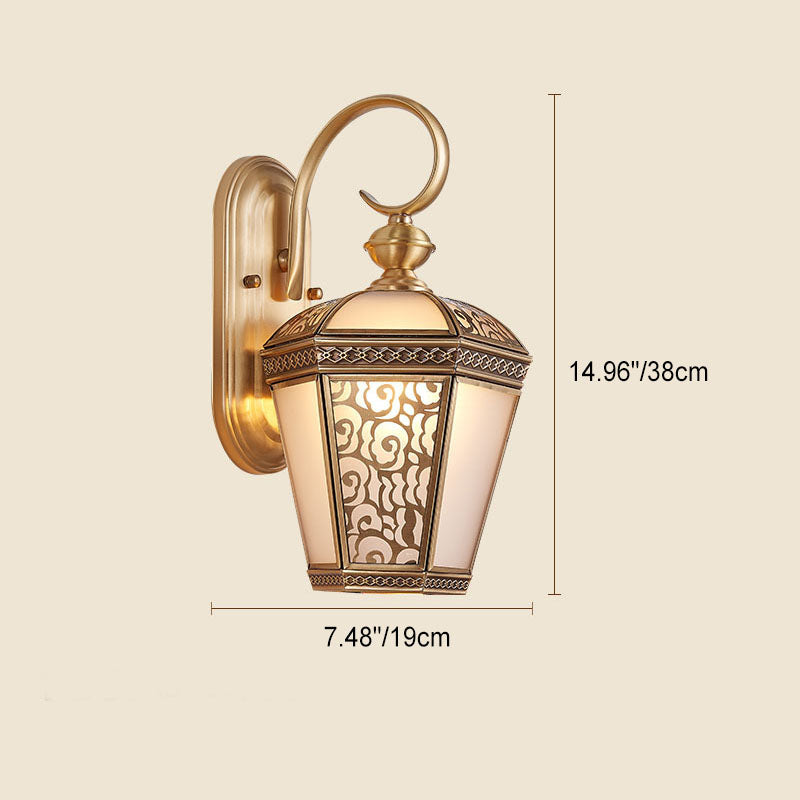Hexagonal Lantern Copper Glass Outdoor Light