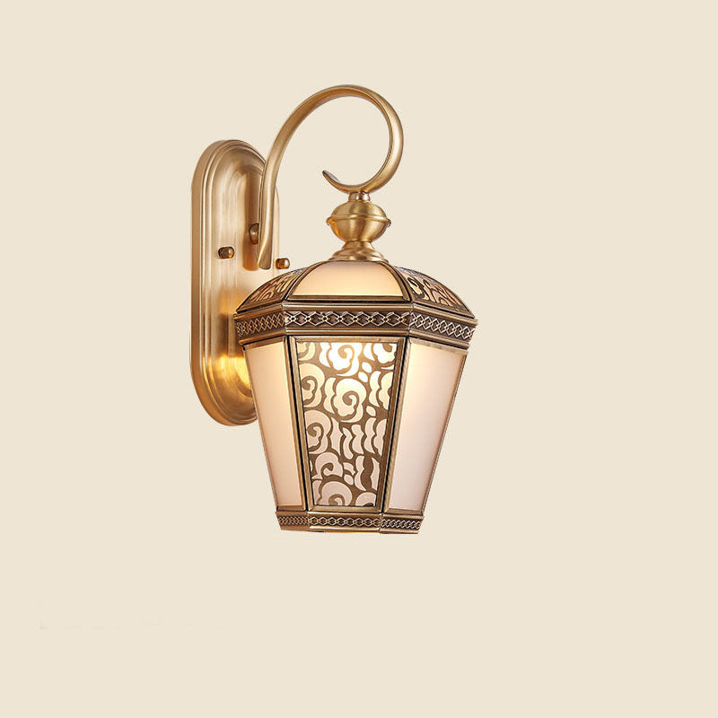 Hexagonal Lantern Copper Glass Outdoor Light