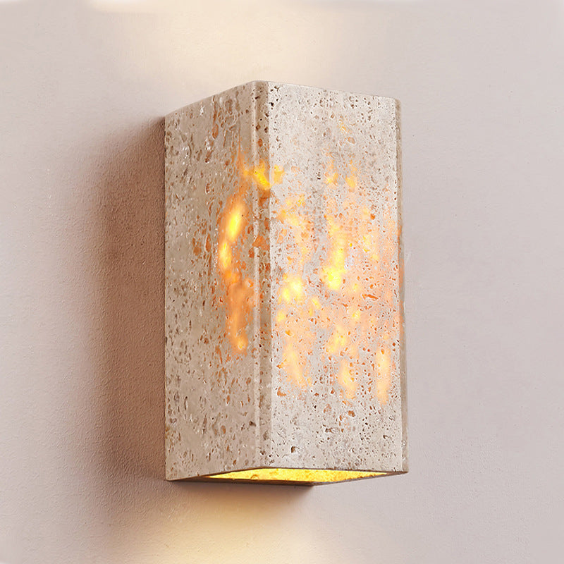 Yellow Travertine Square Hallway Wall Lamp