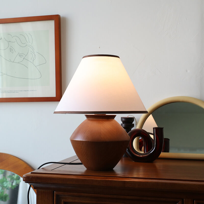 Solid Wood Fabric Table Lamp