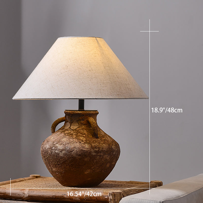 Ceramic Jar Linen Fabric Table Lamp