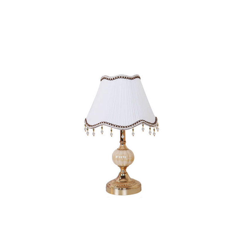 Fabric Floral Glass Plating Table Lamp