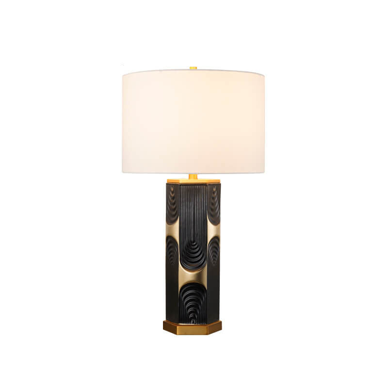 Plated Ceramic Column Fabric Table Lamp