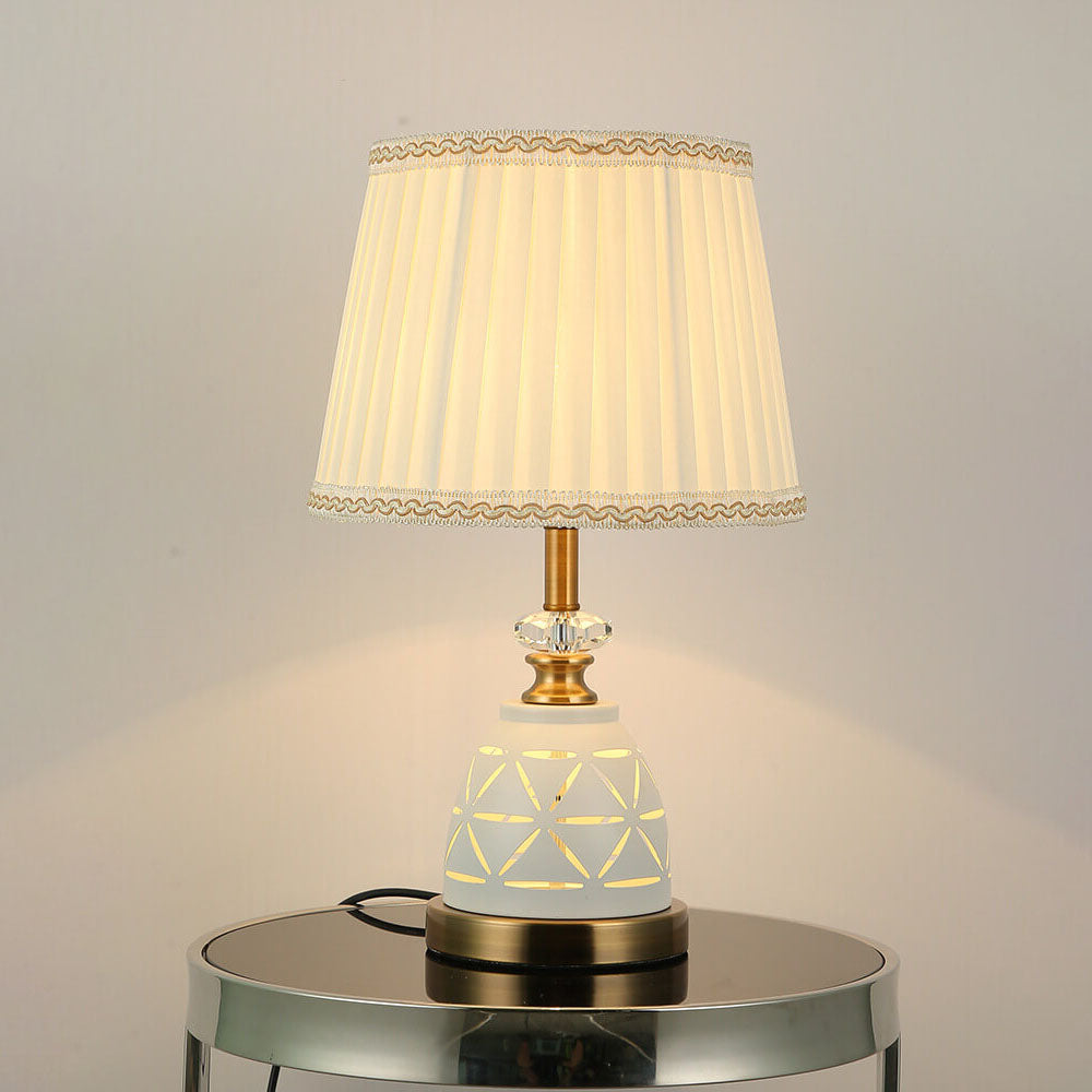 Solid Color Hardware Fabric Table Lamp
