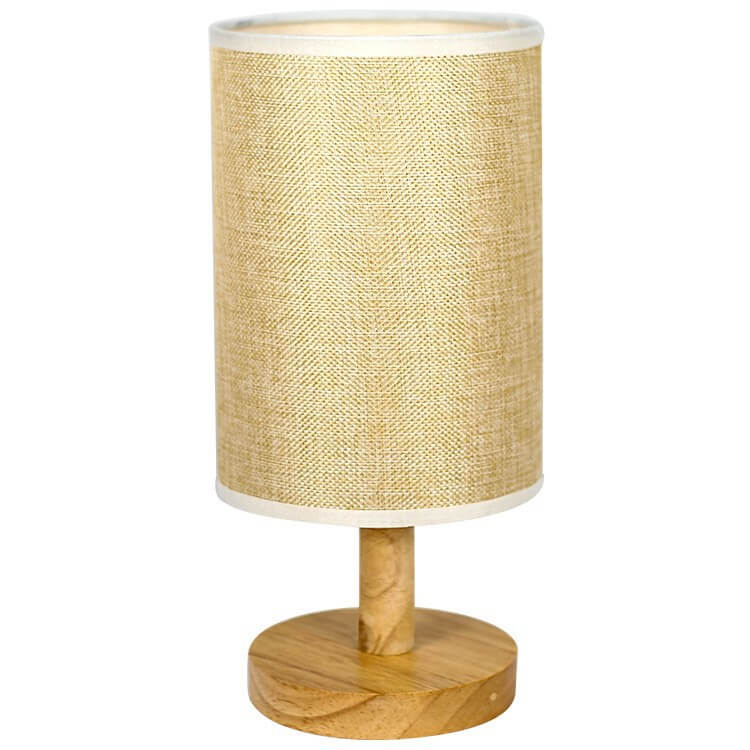 Fabric Cylinder Wood Table Lamp