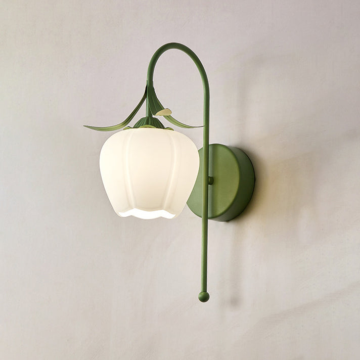 Floral Pumpkin Cream Glass Wall Lamp