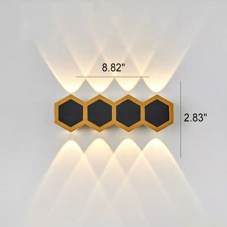 Hexagonal Combination Black Gold Outdoor Light