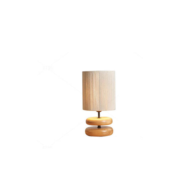 Walnut Fabric Lampshade Cylinder Table Lamp
