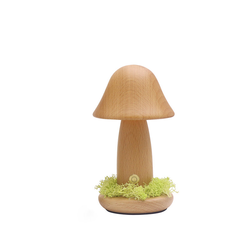 Mushroom Round Beech Wood Table Lamp
