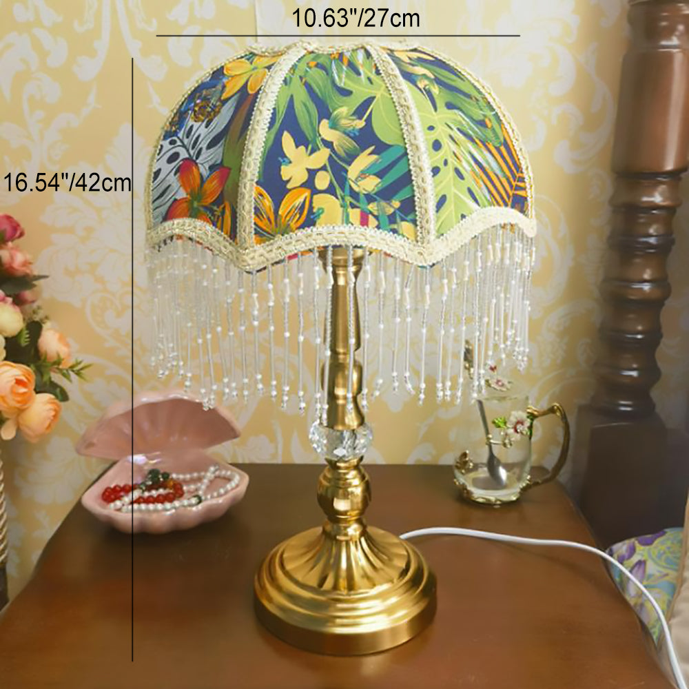 Round Tassel Umbrella Metal Table Lamp
