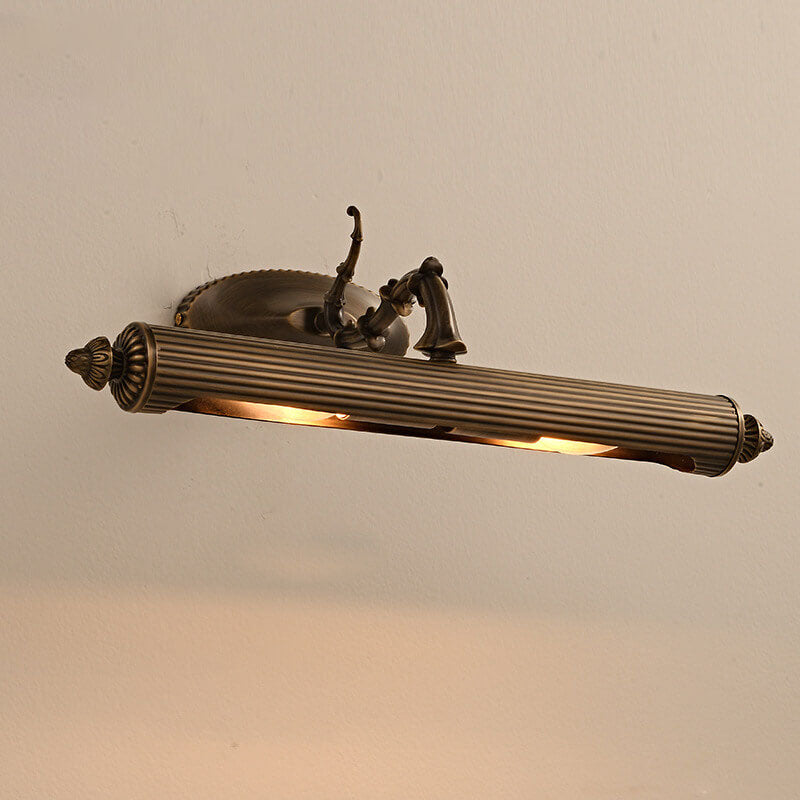 Antique Copper Cylindrical Mirror 2-Light Wall Lamp
