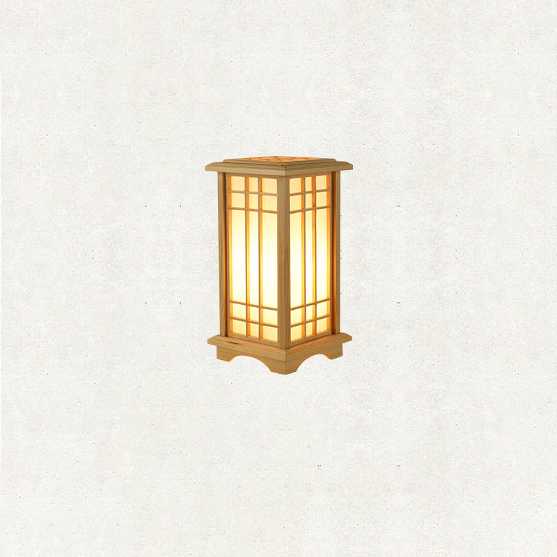 Traditional Japanese Wood Acrylic 3-Light Floor Lamp