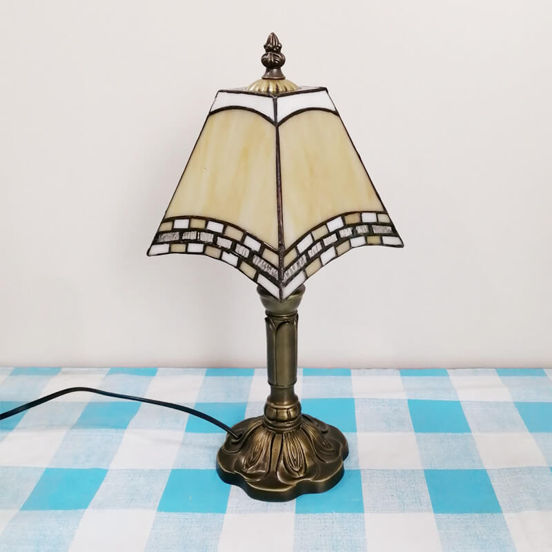 Square Stained Glass Iron Table Lamp