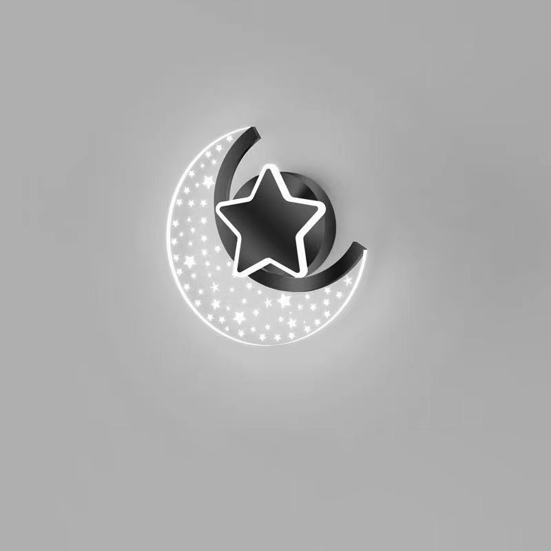 Iron Aluminum Acrylic Moon Wall Lamp