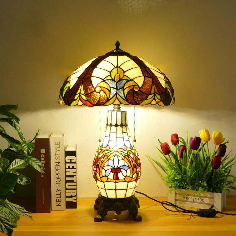 Baroque Umbrella Resin Stained 3-Light Table Lamp