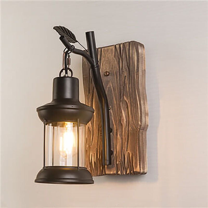 Wood Iron Wall Lamp