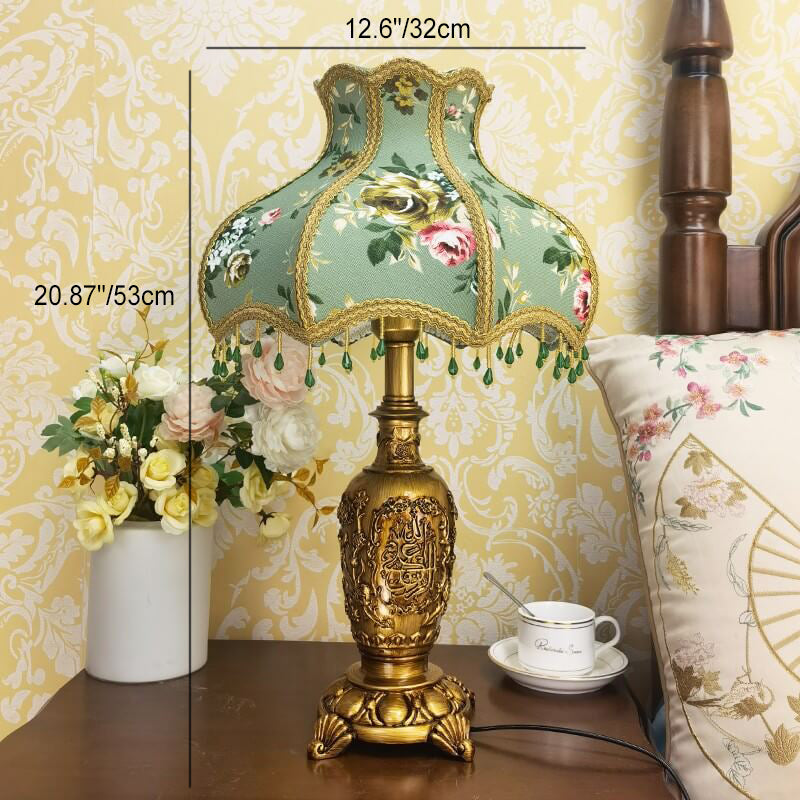 Floral Texture Fabric Pleated Table Lamp