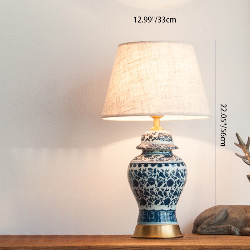 Vase Ceramic Fabric Bedroom Table Lamp