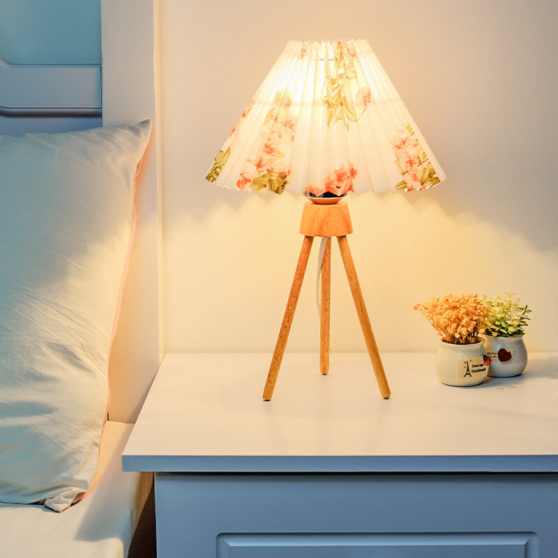 Tripod Pleated Design Umbrella Table Lamp