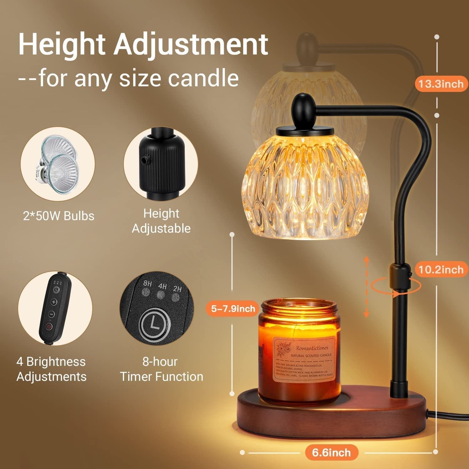 Round Glass Wood Aroma Table Lamp