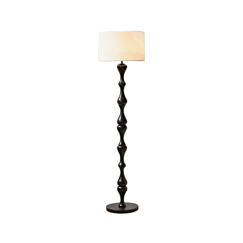 Cylindrical Solid Wood Fabric Floor Lamp
