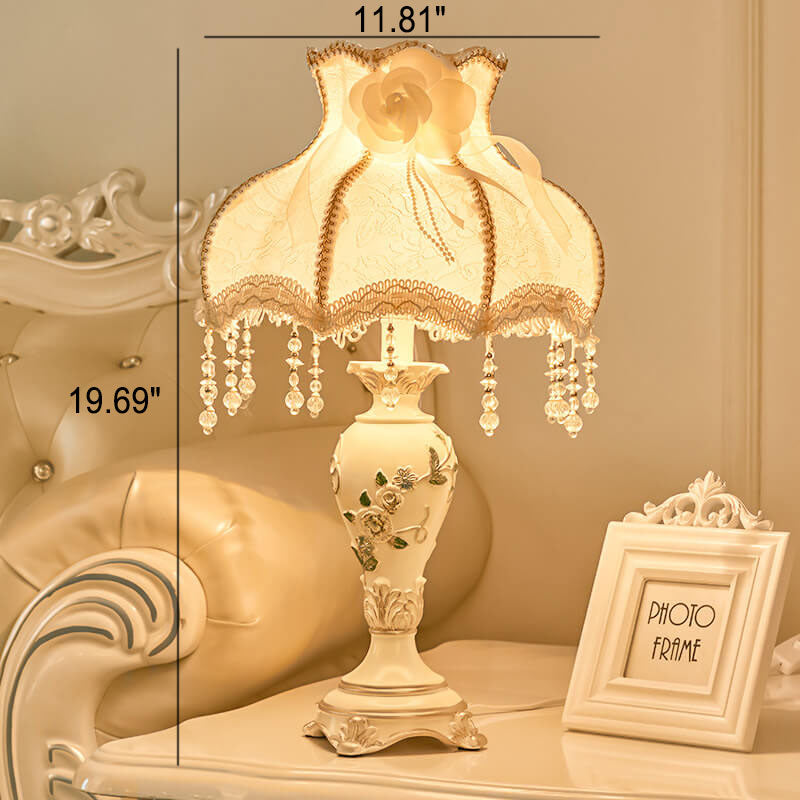 Carving Resin Fabric Alloy Table Lamp