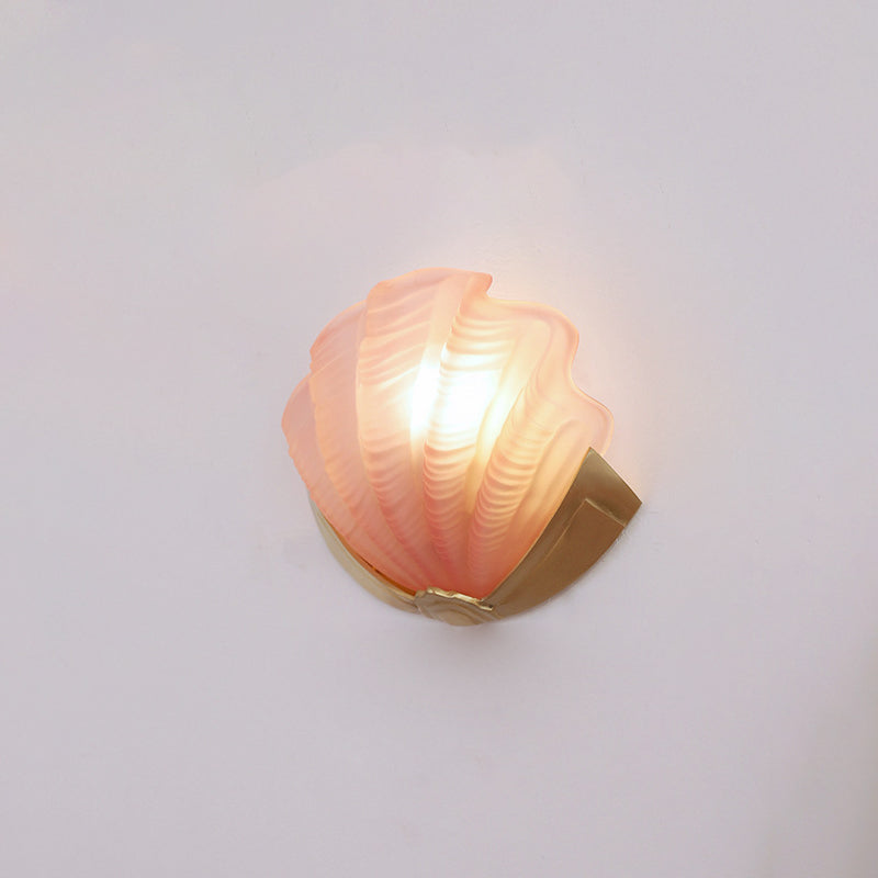 Shell Brass Glass Living Wall Lamp