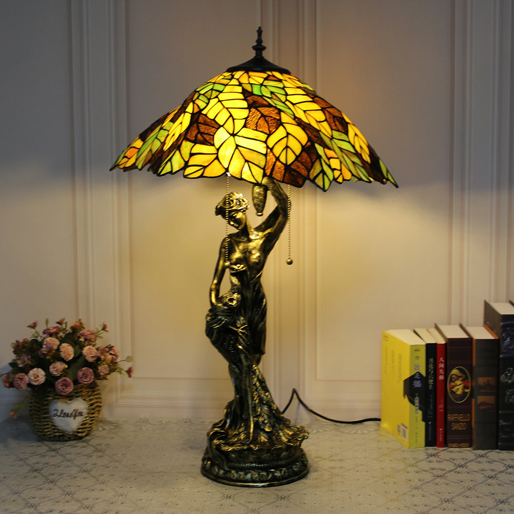 Stained Glass Beauty Resin 2-Light Table Lamp