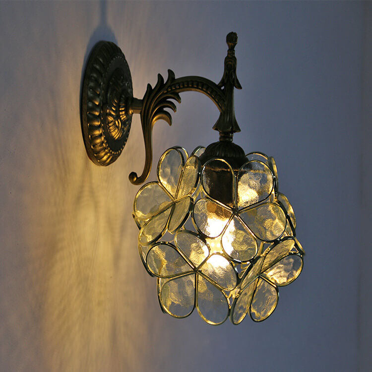 Flower Shaped Glass Metal Wall Lamp