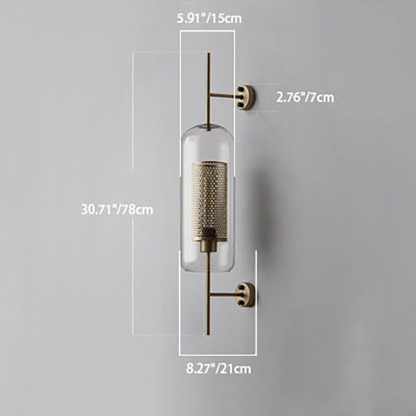 Cylinder Glass Iron Finish Wall Lamp