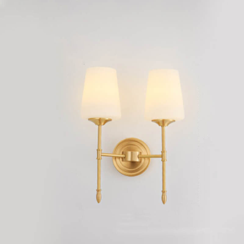Brass Fabric Glass Straight Wall Lamp