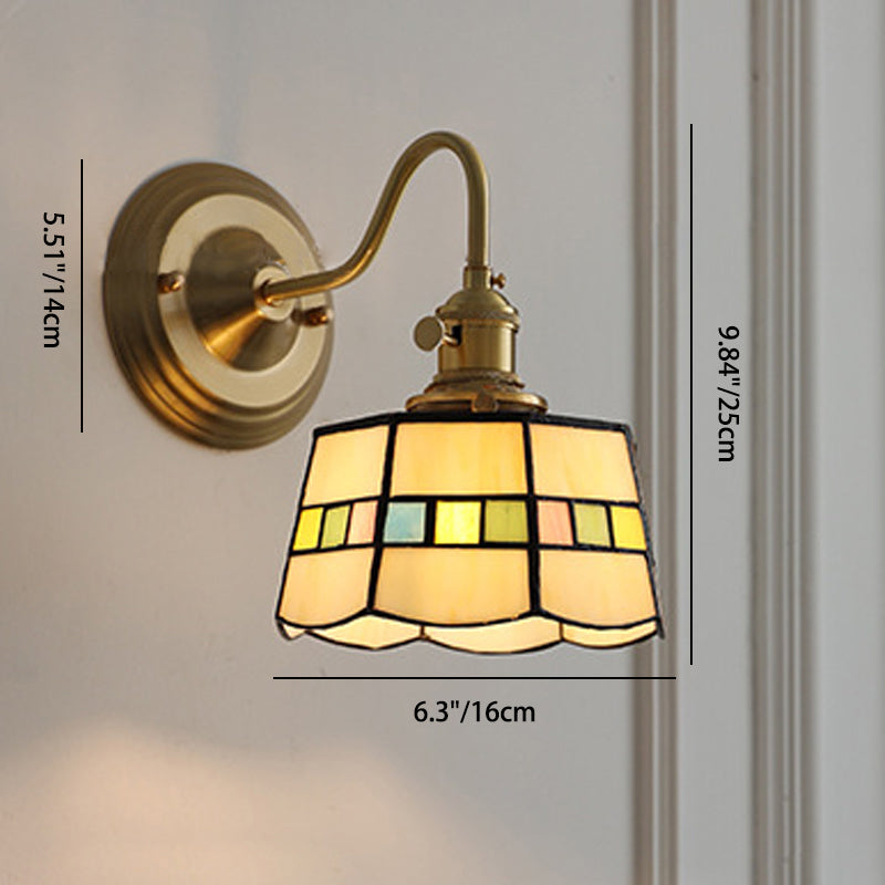 Round Copper Glass Living Wall Lamp