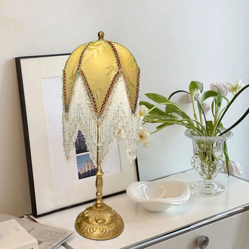 Tassel Leaf Iron Fabric Table Lamp