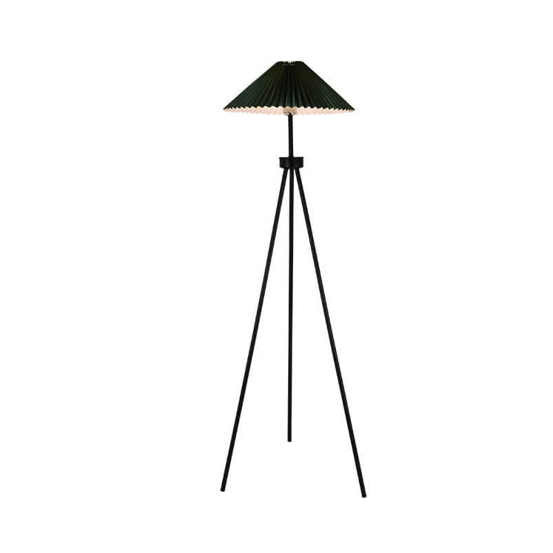 Pleated Canvas Iron Tripod Floor Lamp